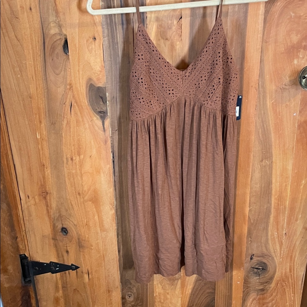 Lucky Brand Brown Eyelet Mini Dress